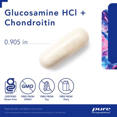 Глюкозамин HCl и Хондроитин Pure Encapsulations (Glucosamine HCl + Chondroitin) 120 капсул купить в Киеве и Украине