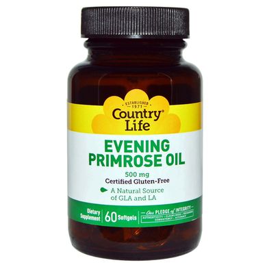 Масло вечірньої примули Country Life (Evening Primrose oil) 500 мг 60 капсул