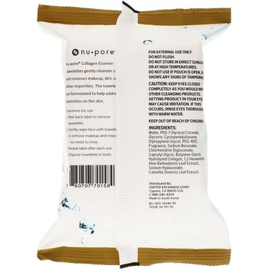 Влажные салфетки с коллагеновой эссенцией Nu-Pore (Collagen) 25 салфеток купить в Киеве и Украине