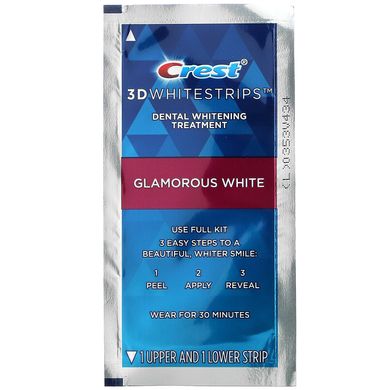 Набор для отбеливания зубов, 3D Whitestrips, Dental Whitening Kit, Glamorous White, Crest, 28 шт купить в Киеве и Украине