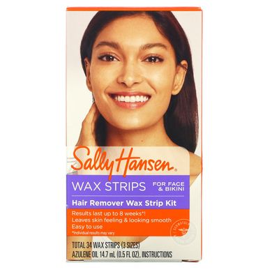 Набір воскових смужок для видалення волосся, Sally Hansen, 34 воскові смужки і олія після депіляції