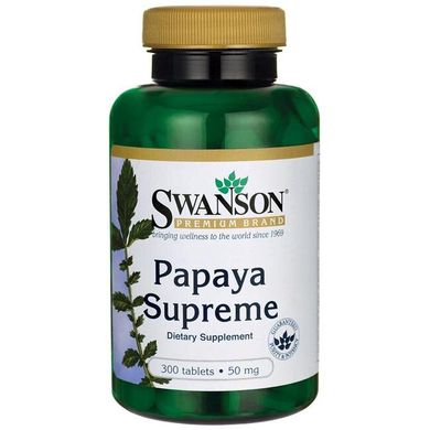 Папаїн, Papaya Supreme, Swanson, 50 мг, 300 таблеток