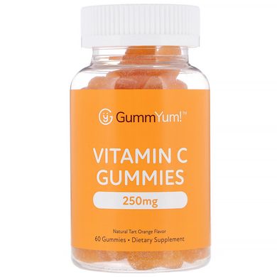Жувальні таблетки з вітаміном C, натуральний апельсиновий ароматизатор, GummYum !, 250 мг, 60 таблеток