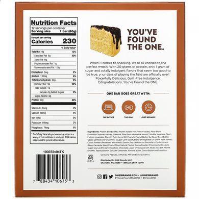 Bar One, chocolate cake with peanut butter, One Brands, 12 bars, 60 g (2.12 oz) each