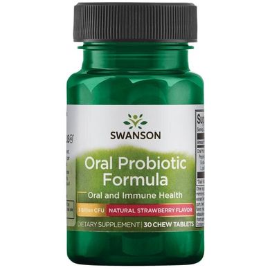 Оральні пробіотики із натуральним полуничним смаком Swanson (Oral Probiotic Formula Natural Strawberry Flavor) 30 таблеток