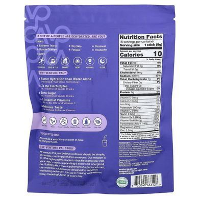Venture Pal, Hydration Boost, Electrolyte Drink Mix, Grape, 16 Stick Packs, 0.32 oz (9 g) Each