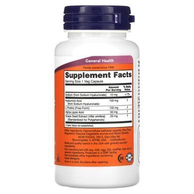 Hyaluronic Acid Now Foods 100 mg 60 capsules