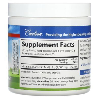Carlson, Vitamin C Crystals, 2,000 mg, 6 oz (170 g) купить в Киеве и Украине