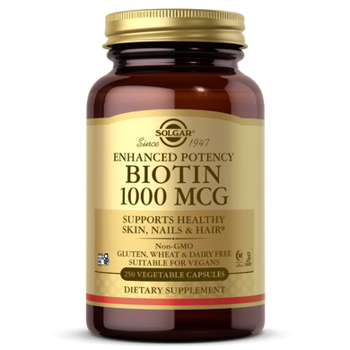 Біотин Solgar (Biotin) 1 000 мкг 250 рослинних капсул