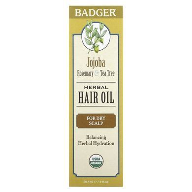 Масло для волос Badger Company (Hair Oil Jojoba, Rosemary, Tea tree) 59 мл купить в Киеве и Украине
