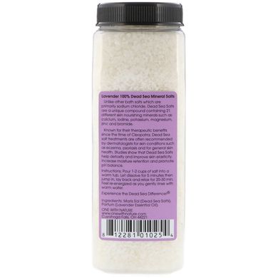 Мінеральна сіль для ванни аромат лаванди One with Nature (Mineral Salts) 907 г