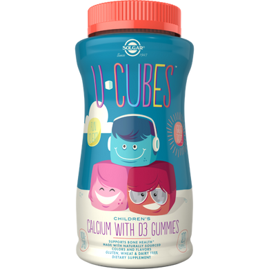 Кальцій і вітамін Д3 для дітей у вигляді жувального мармеладу Solgar (U-Cubes Children's Calcium with D3 Gummies) 120 жувальних мармеладних цукерок