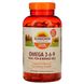 Омега3-6-9 - лляне олія, риб'ячий жир і олія бурачника, Sundown Naturals, 200 м'яких таблеток фото