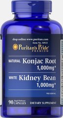 Аморфофаллус корінь і біла квасоля, Konjac Root and White Kidney Bean, Puritan's Pride, 90 капсул
