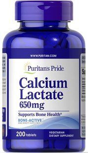 Лактат кальция, Calcium Lactate, Puritan's Pride, 650 мг, 200 таблеток купить в Киеве и Украине