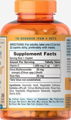 Vitamin C with bioflavonoids and rose hips, 1000 mg, 250 tablets