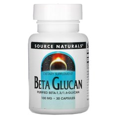 Бета-глюкан, Beta Glucan, Source Naturals, 100 мг, 30 капсул