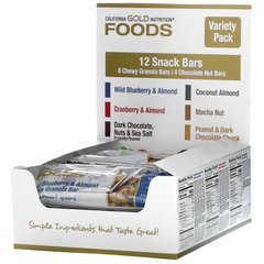 Разнообразные закусочные батончики California Gold Nutrition (Foods Sample Snack Bar) 12 батончиков по 40 г купить в Киеве и Украине
