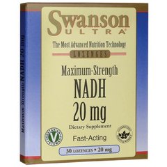Максимальная сила NADH, быстродействующий, Maximum Strength NADH Fast-Acting, Swanson, 20 мг, 30 таблеток купить в Киеве и Украине