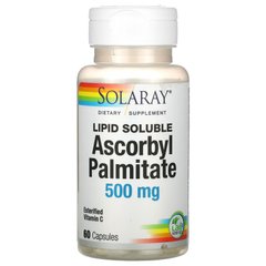 Аскорбилпальмитат, Ascorbyl Palmitate, Solaray, 500 мг, 60 капсул купить в Киеве и Украине