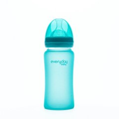 Скляна термочутлива дитяча пляшечка, бірюзовий, 240 мл, Everyday Baby, 1 шт