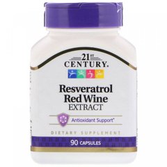 Ресвератрол, екстракт червоного вина, 21st Century, 90 капсул
