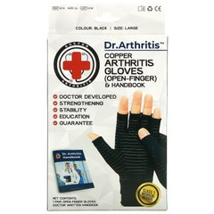 Doctor Arthritis, Медные перчатки и руководство для лечения артрита с открытыми пальцами, большие, черные, 1 пара купить в Киеве и Украине