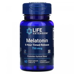 (ТЕРМІН!!!) Мелатонін 6-годинний Life Extension (Melatonin 6 Hour Timed Release) 0.75 мг 60 таблеток