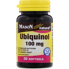 Убіхінол, Mason Natural, 100 мг, 30 м'яких желатинових капсул