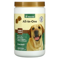 NaturVet, All-In-One, підтримка 4-в-1, для собак, 120 м'яких жувальних таблеток, 16,9 унції (480 г)
