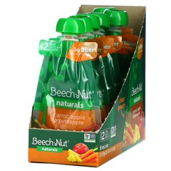 Beech-Nut, Naturals, Stage 2, морква, яблуко та ананас, 6 пакетиків по 3,5 унції (99 г) кожен