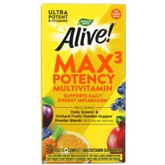 Alive, Max3 Daily, мультивитамины, без добавления железа, Nature's Way, 30 таблеток купить в Киеве и Украине
