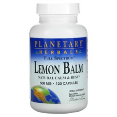 Мелисса полный спектр Planetary Herbals (Lemon Balm) 500 мг 120 капсул купить в Киеве и Украине