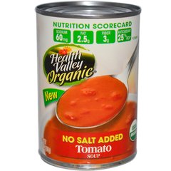 Органический томатный суп, без добавления соли, Health Valley, 15 унции (425 г) купить в Киеве и Украине