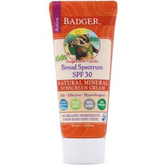 Крем від сонця для активних дітей мандарин і ваніль з натуральними мінералами Badger Company (SPF 30 Sunscreen Cream) 87 мл