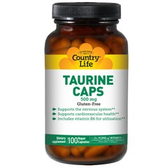 Таурин, Taurine, Country Life, 500 мг, 100 вегетарианских капсул купить в Киеве и Украине