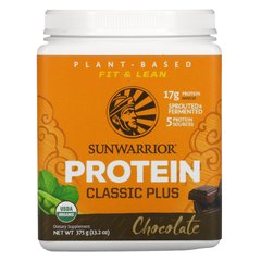 Classic Plus Protein, органічний продукт на рослинній основі, шоколад, Sunwarrior, 13,2 унц (375 г)