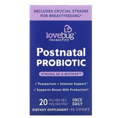 LoveBug Probiotics, пробіотик для післяпологового періоду, 20 млрд КУО, 30 капсул