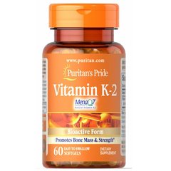 Витамин К-2 (MenaQ7), Vitamin K-2 (MenaQ7), Puritan's Pride, 50 мкг, 60 капсул купить в Киеве и Украине