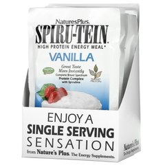 Nature's Plus, Spiru-Tein, енергетична добавка з високим вмістом протеїну, зі смаком ванілі, 8 пакетів по 34 г (1,2 унції)