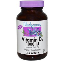 Вітамін Д3 Bluebonnet Nutrition (Vitamin D3) 1000 МО 250 капсул