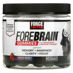 Жувальні мармеладки для мозку та підтримки пам'яті ягідне асорті Force Factor (Forebrain Gummies Memory Support Mixed Berry) 60 жувальних таблеток