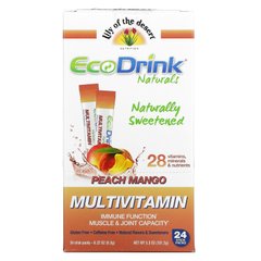 Lily of the Desert, EcoDrink Naturals, мультивітамінна суміш для напоїв, персик та манго, 24 упаковки в стиках по 0,22 унції (6,3 г) кожна