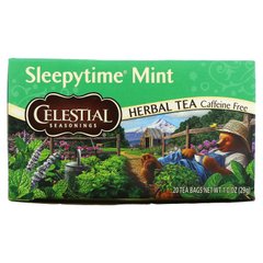 Трав'яний чай, м'ята для часу сну, без кофеїну, Celestial Seasonings, 20 чайних пакетиків, 1 унція (29 г)