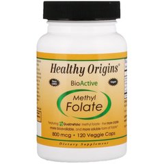 Метил фолат, Methyl Folate, Healthy Origins, 800 мкг, 120 вегетаріанських капсул