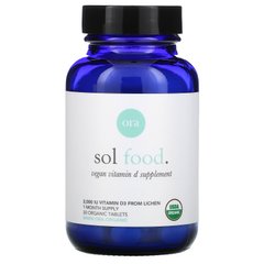 Ora, Sol Food, Веганська добавка з вітаміном D3, 2000 МО, 30 органічних таблеток