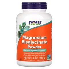 Магній бісгліцинат порошок Now Foods (Magnesium Bisglycinate Powder) 250 мг 237 мл