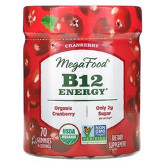 MegaFood, B12 Energy, журавлина, 70 жувальних цукерок