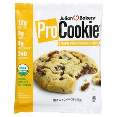 Julian Bakery, Pro Cookie, арахісова олія та шоколадна крихта, 2,04 унції (58 г)