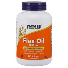 Льняное масло органическое Now Foods (Flax Oil) 1000 мг 100 гелевых капсул купить в Киеве и Украине